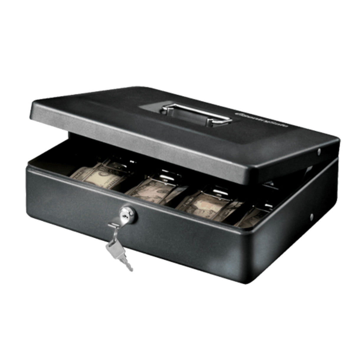 Small Steel Travel Cash Box with Lock , 3.7 in x 11.8 in x 9.3 in