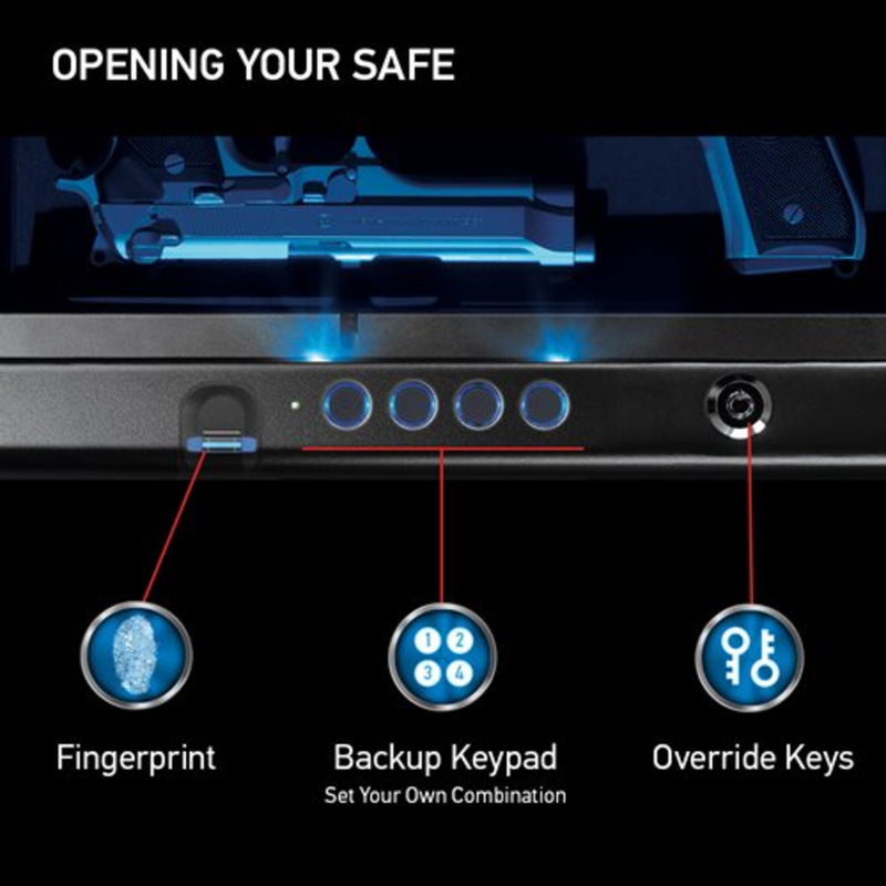 XL Quick Access Biometric Pistol Safe with Lights