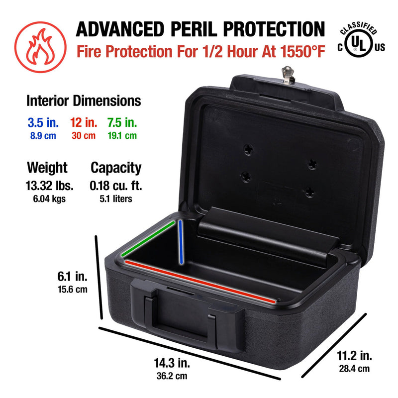 Small Fire Chest with Carrying Handle, 6.1 in x 14.3 in x 11.2 in