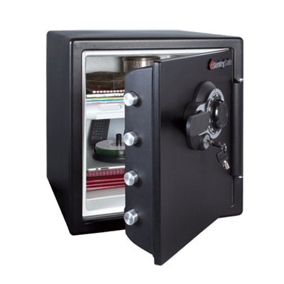Large Steel Water and Fire Safe with Combination Dial and Key, 17.8 in x 16.3 in x 19.3 in