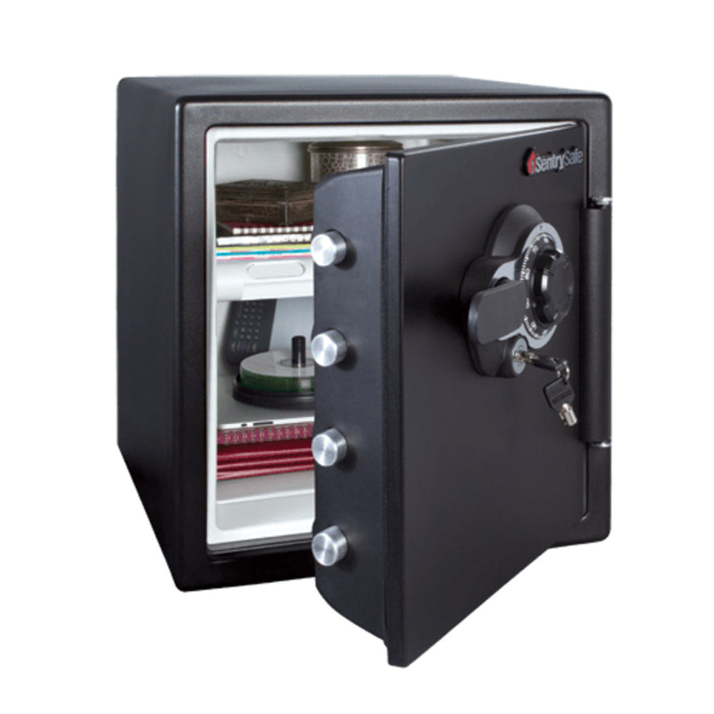 Large Steel Water and Fire Safe with Combination Dial and Key, 17.8 in x 16.3 in x 19.3 in