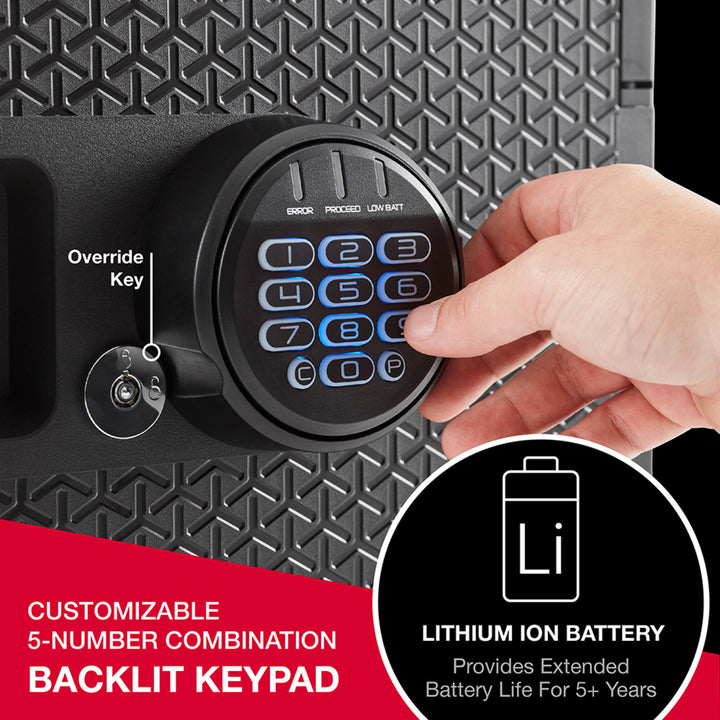 Sentry Safe FP Series override key location and insertion diagram