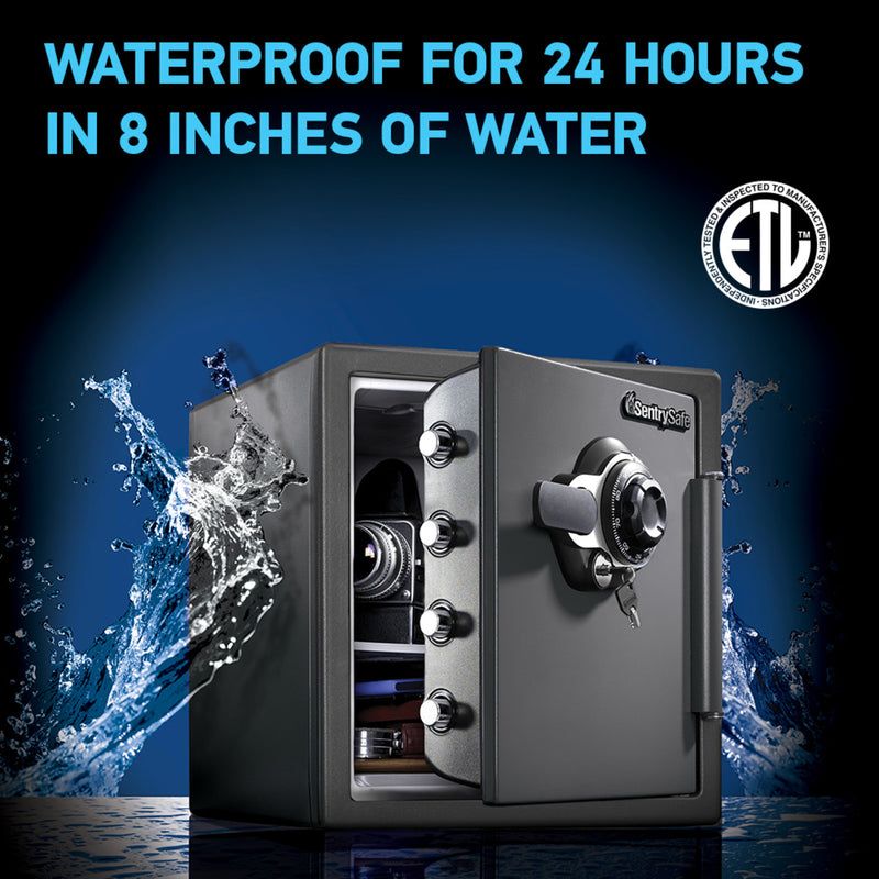 Large Steel Fireproof Waterproof Safe with Combination Dial and Dual Key, 17.8 in x 16.3 in x 19.3 in
