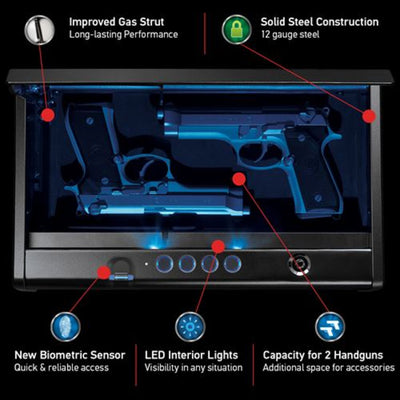 XL Quick Access Biometric Pistol Safe with Lights