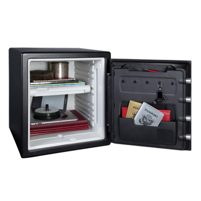Large Steel Water and Fire Safe with Combination Dial and Key, 17.8 in x 16.3 in x 19.3 in