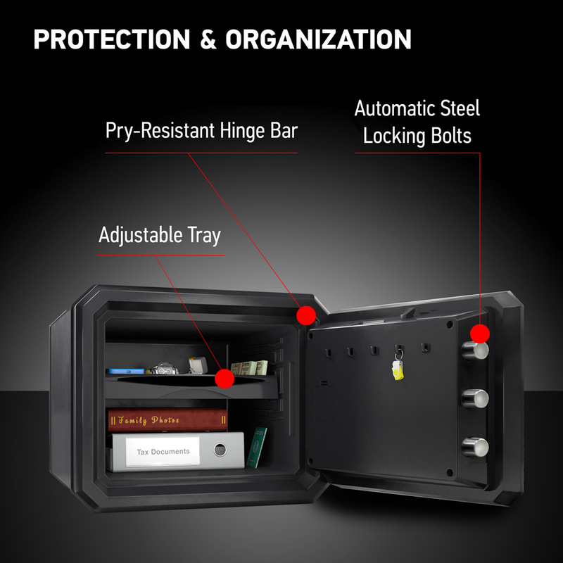 Fireproof and Waterproof Safe with Backlit Digital Keypad and Override Key FPW082HTC