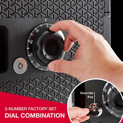 Fireproof and Waterproof Safe with Dial Combination and Override Key FPW082KSB