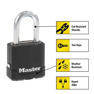 Magnum® Covered Laminated Steel Padlock M115XQLF; 4-Pack