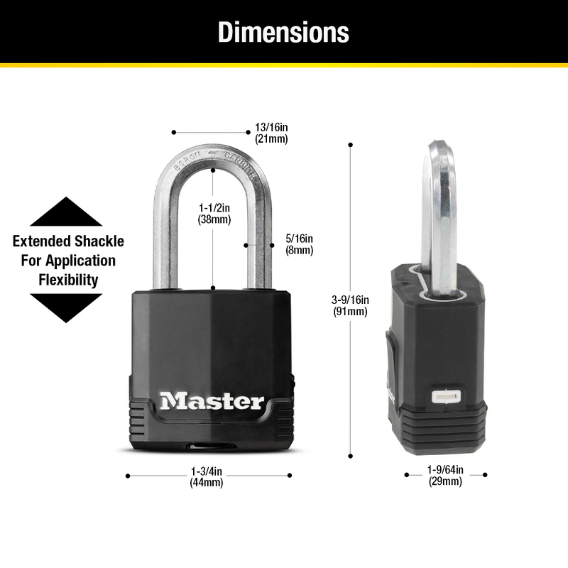 Magnum® Covered Laminated Steel Padlock M115XQLF; 4-Pack