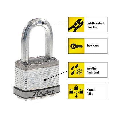 Magnum® Laminated Steel Padlock M5XTRILF; 3-Pack