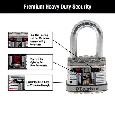 Magnum® Laminated Steel Padlock M5XTRILF; 3-Pack
