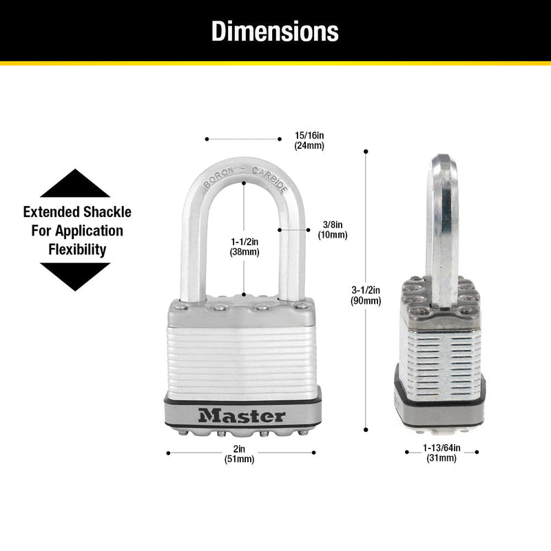 Magnum® Laminated Steel Padlock M5XTRILF; 3-Pack