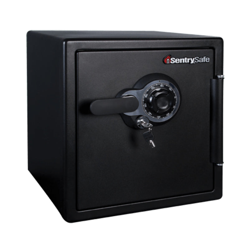 Large Steel Water and Fire Safe with Combination Dial and Key, 17.8 in x 16.3 in x 19.3 in