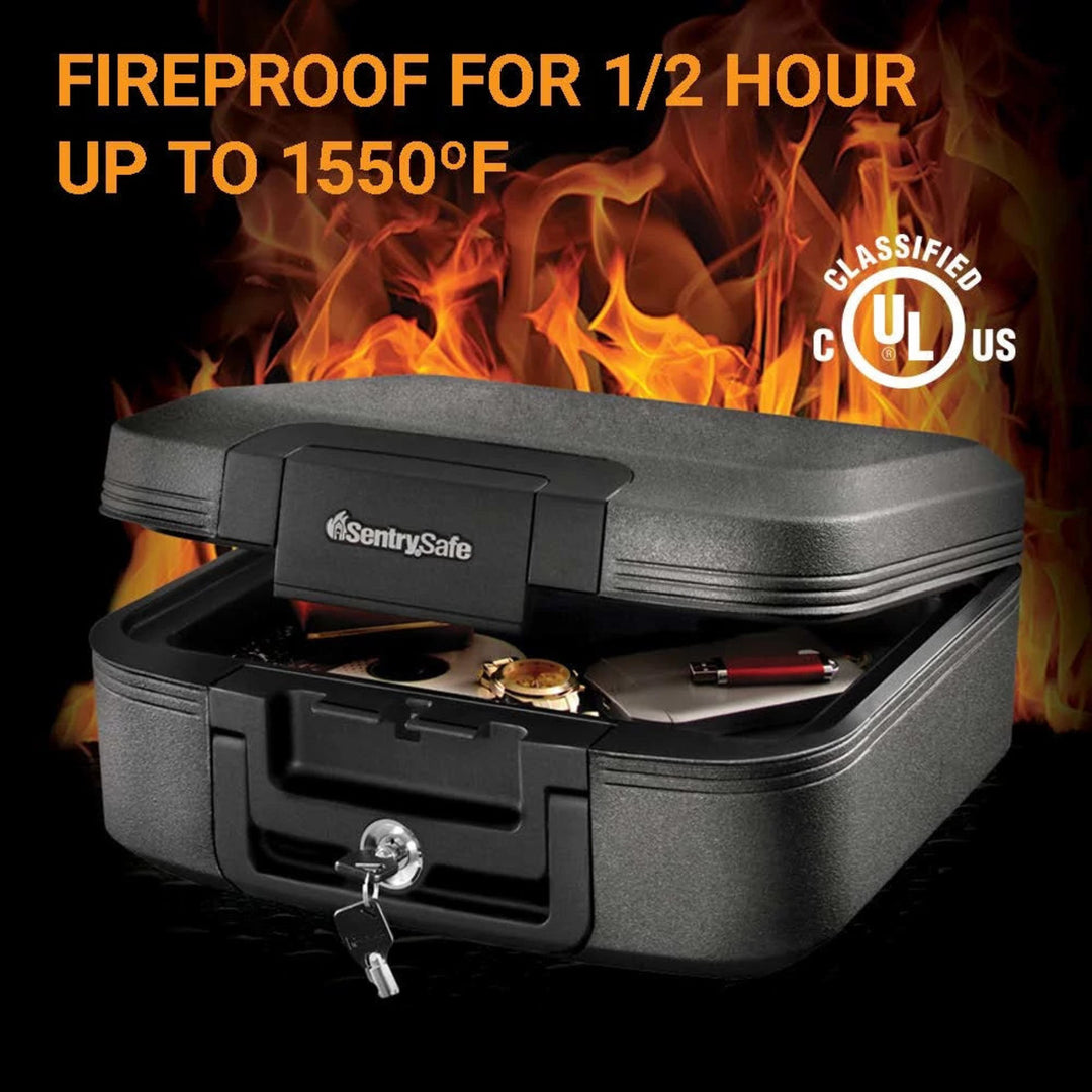 Black Water and Fire Chest with Privacy Key, 6.6 in x 15.4 in x